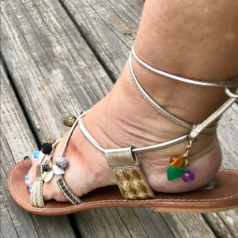 Jewel embellished leather sandals